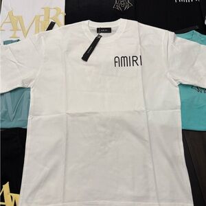 AMIRI White Short-Sleeve Logo Tee with Black Chest Print